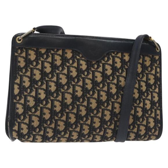 DIOR Trotter Canvas Shoulder Bag Navy Gold - Picture 1 of 12